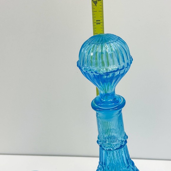 Blue Decanter Glass Pattern #473, Niagra, AKA Grape, Ice Blue, w/Stopper - Picture 4 of 8